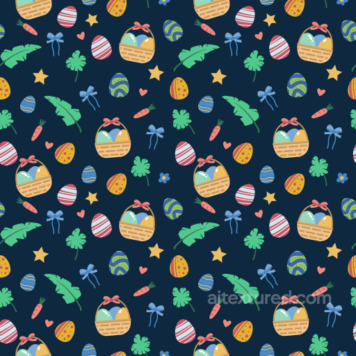 With Colorful Easter Basket And Egg Pattern seamless All Christmas Digital paper PBR texture