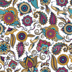 seamless Seamless 3D PBR Texture of Vibrant Retro Paisley Fabric Pattern texture 8k free download PBR