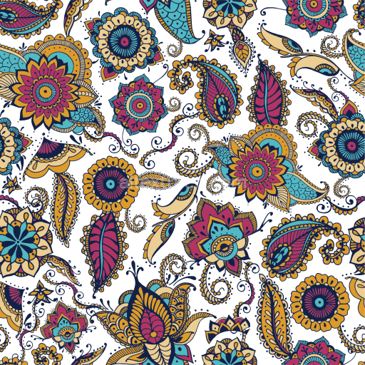 Preview — Seamless 3D PBR Texture of Vibrant Retro Paisley Fabric Pattern