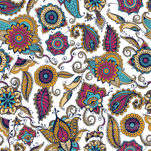 Vibrant Retro Paisley Fabric Pattern Seamless Texture seamless Retro Paisley PBR texture
