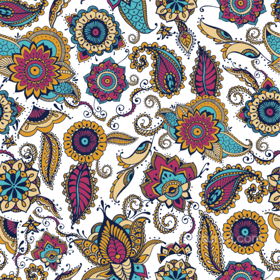 Vibrant Retro Paisley Fabric Pattern Seamless Texture Retro Paisley texture preview
