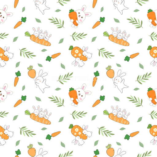 Pattern Bundle - Seamless 3D Pattern PBR Texture Featuring Playful Bunny and Carrot Motifs with Soft Paste… texture preview