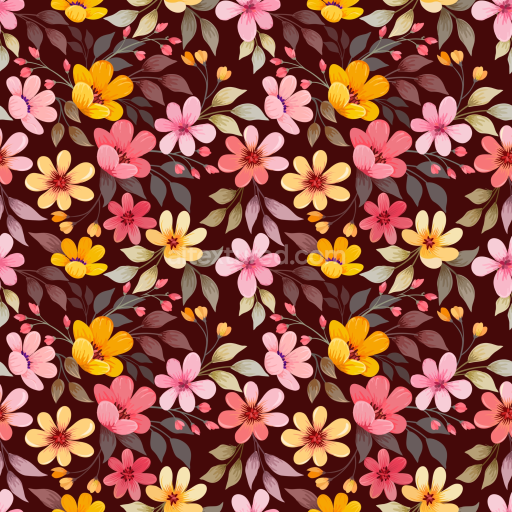 Seamless 3D PBR Floral Fabric Texture Featuring Colorful Blossoms and Leaves