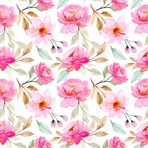 Pink Flower Watercolor Floral Pattern Seamless Texture seamless Pink Flower PBR texture