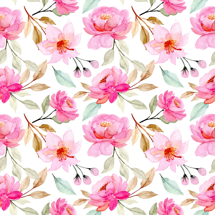 Pink Flower Watercolor Floral Pattern seamless PBR texture preview