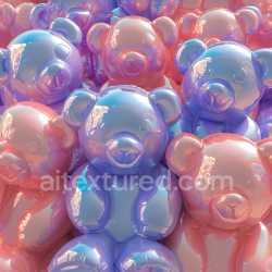 seamless Seamless 3D Inflated Vinyl Teddy Bear PBR Texture in Pink and Blue texture 8k free download PBR