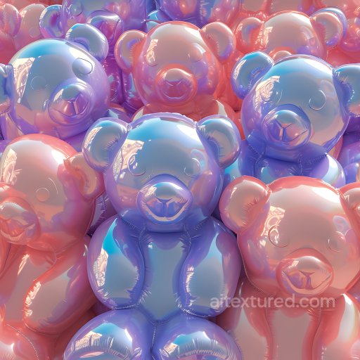 Inflated Vinyl Teddy Bear PBR Texture in Pink and Blue seamless Inflated PBR texture