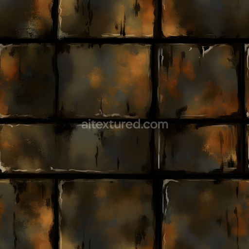 Seamless 3D Cracked Rusted Metal Panel PBR Texture with Dark Orange and Brown Tones
