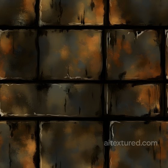 Cracked Rusted Metal Panel PBR Texture with Dark Orange and Brown Tones Brick texture preview