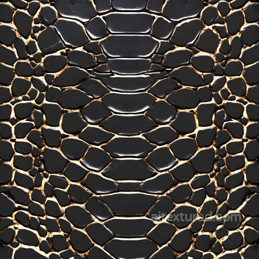 Glossy Black Alligator Skin Seamless Texture with Distinct Scale Pattern seamless Skin PBR texture