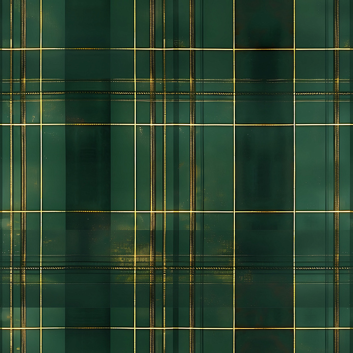 Metal Featuring Green Plaid Pattern with Gold Stripes seamless PBR texture preview