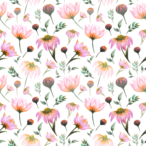 Seamless 3D PBR Texture Featuring Hand-Painted Pink Flower Watercolor Design