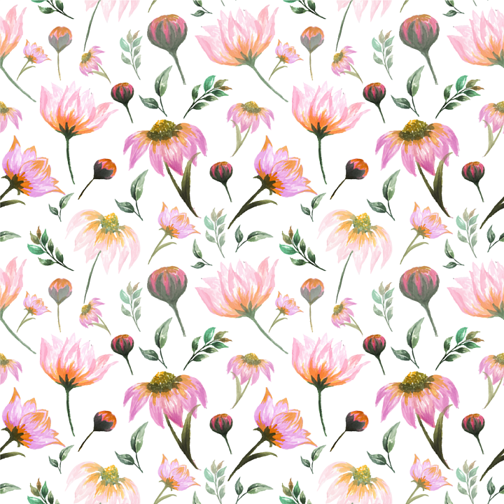Featuring Hand-Painted Pink Flower Watercolor Design seamless PBR texture preview