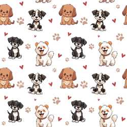 Pattern Bundle - Seamless 3D Pattern PBR Texture with Cartoon Dog Motifs and Playful Hearts texture preview