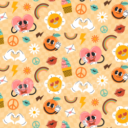 seamless Seamless Happy Face Pattern 3D PBR Texture with Colorful Cartoon Icons texture 8k free download PBR