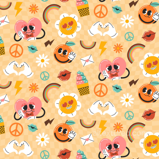 Seamless Happy Face Pattern 3D PBR Texture with Colorful Cartoon Icons seamless Happy Face pattern PBR texture