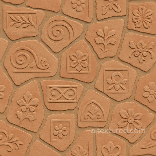 Terracotta Pieces Mosaic With Roman Style And Matte Finish seamless Mosaic PBR texture