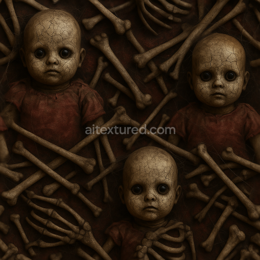 Seamless 3d texture PBR 8k creepy doll old doll face surface for Halloween horror props
