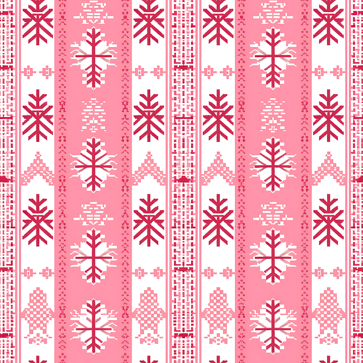 Fabric Featuring Red and Pink Geometric Christmas Motifs seamless PBR texture preview