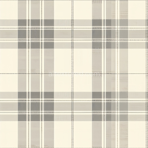 Seamless 3D PBR texture of light beige and gray plaid fabric