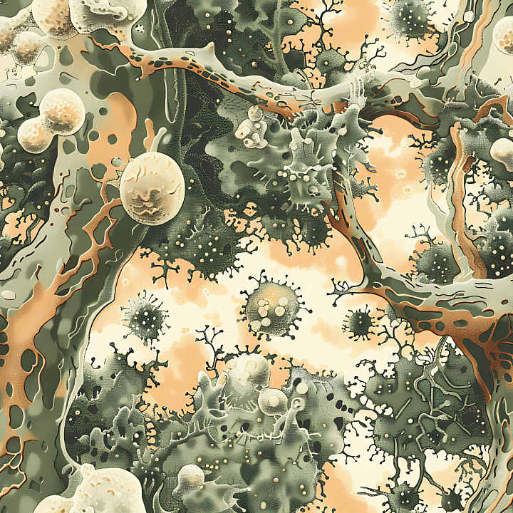Stylized Organic Camouflage in Earthy Tones seamless PBR texture preview