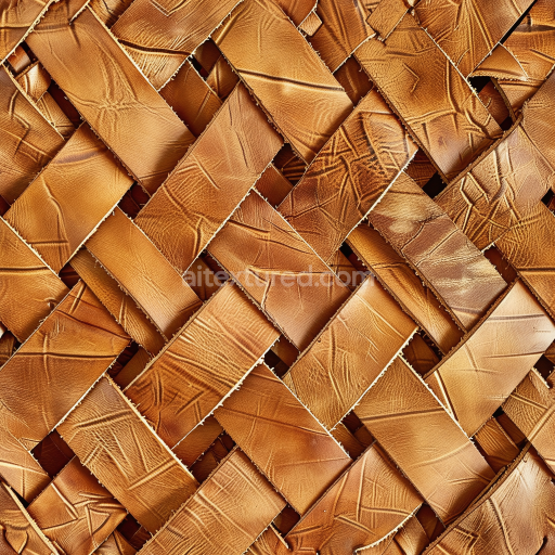 Seamless 3D PBR Texture of Aged Tan Leather with Woven Pattern and Distressed Grain