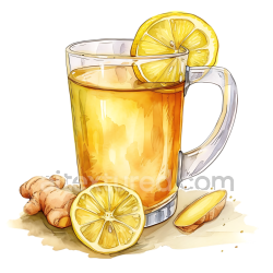seamless Breakfast Ginger and Lemon Tea Illustration with Fresh Citrus and Root texture 8k free download PBR
