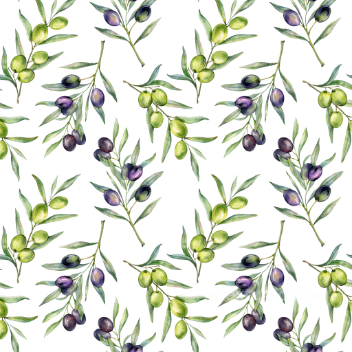 Watercolor Greenery Texture of Watercolor Olive Branches with Green and Purple Berries seamless watercolor greenery  PBR texture