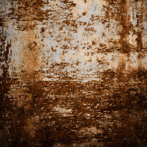 Seamless 3D PBR Rusty Corroded Metal Texture Featuring Holes and Rough Corrosion Patterns