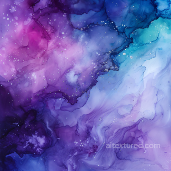 Alcohol Ink PBR Texture Featuring Purple and Blue Fluid Marbling with Ethereal Wisps Alcohol ink texture preview