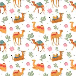 Pattern Bundle - Seamless 3D Pattern PBR Texture with Cartoon Camel Motifs and Desert Elements texture preview