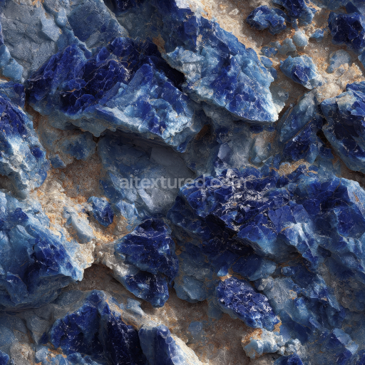 Seamless 3D Blue Crystalline Stone PBR Texture with Rough Fragmented Surface