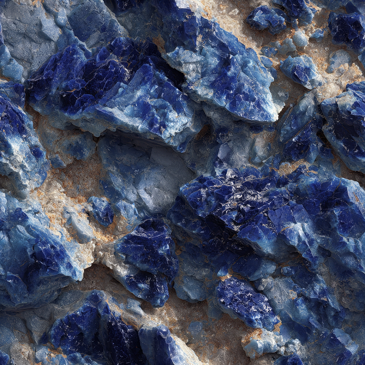 Blue Crystalline Stone with Rough Fragmented Surface seamless PBR texture preview