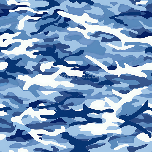 Seamless 3D Arctic Blue Camouflage PBR Texture with Layered Organic Shapes