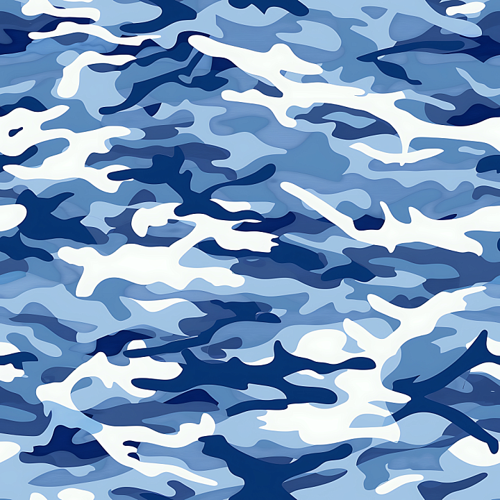 Arctic Blue Camouflage with Layered Organic Shapes seamless PBR texture preview
