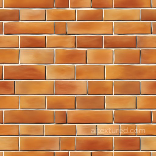 Cracked Orange Brick Wall Seamless Texture with Varied Tone and Sharp Edges seamless Brick PBR texture