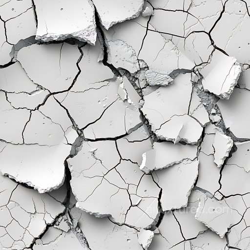 Cracked and Holed PBR Plaster Texture with Peeled Paint and Jagged Edges seamless Cracked & Holes PBR texture