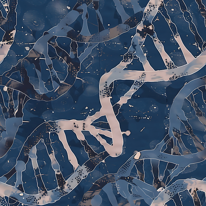 Abstract Navy Blue Camouflage with Organic Ribbons seamless PBR texture preview