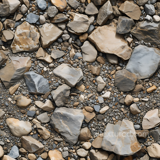 Stone Texture of Natural River Rocks and Pebbles with Mixed Earthy Colors seamless Stone PBR texture
