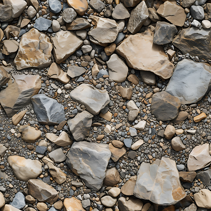 Stone of Natural River Rocks and Pebbles with Mixed Earthy Colors seamless PBR texture preview
