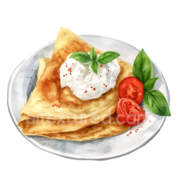 seamless Breakfast Blintzes with Cottage Cheese, Tomato, and Basil Illustration texture 8k free download PBR