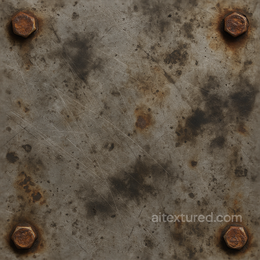 Scratched Metal And Rusted Bolts With Surface Corrosion Effects seamless Decals PBR texture