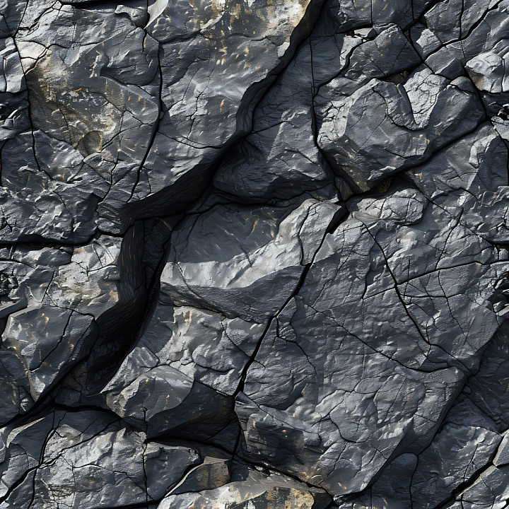 Weathered Slate Rock Wall with Deep Cracks seamless PBR texture preview