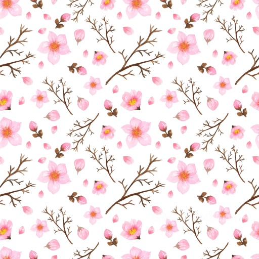with Soft Pink Flower and Branch Pattern seamless Pink Flower PBR texture