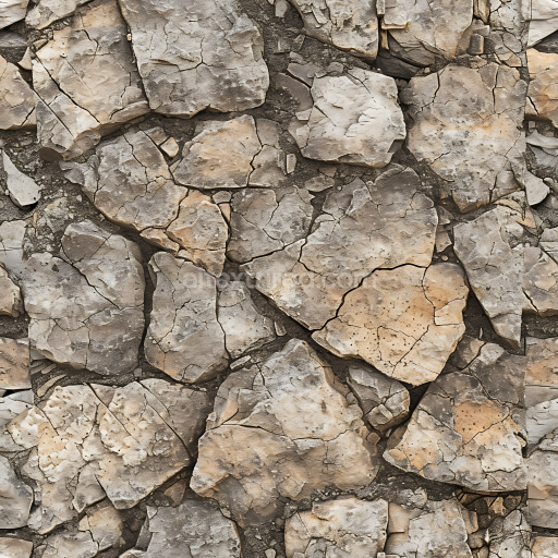 Seamless 3D PBR cracked stone ground texture with earth tones and rough surfaces