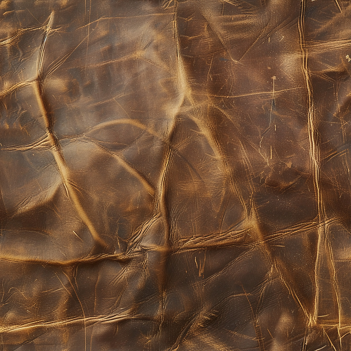 Distressed Brown Leather with Natural Creases and Scratches seamless PBR texture preview
