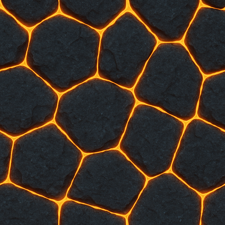 Glowing Basalt seamless PBR texture preview