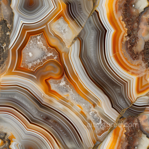 Agate Stone PBR Texture Featuring Striking Orange and Brown Band Patterns seamless Stone PBR texture