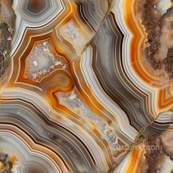 Agate Stone PBR Texture Featuring Striking Orange and Brown Band Patterns Stone texture preview