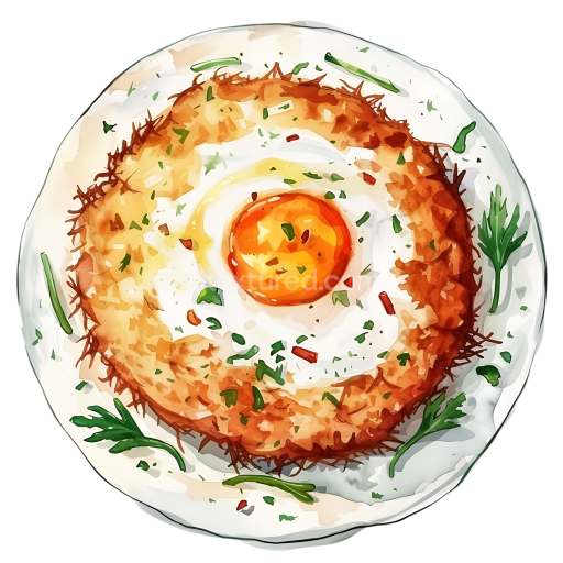 Illustrated Cauliflower Hash Browns with Sunny Side Up Egg Breakfast Graphic